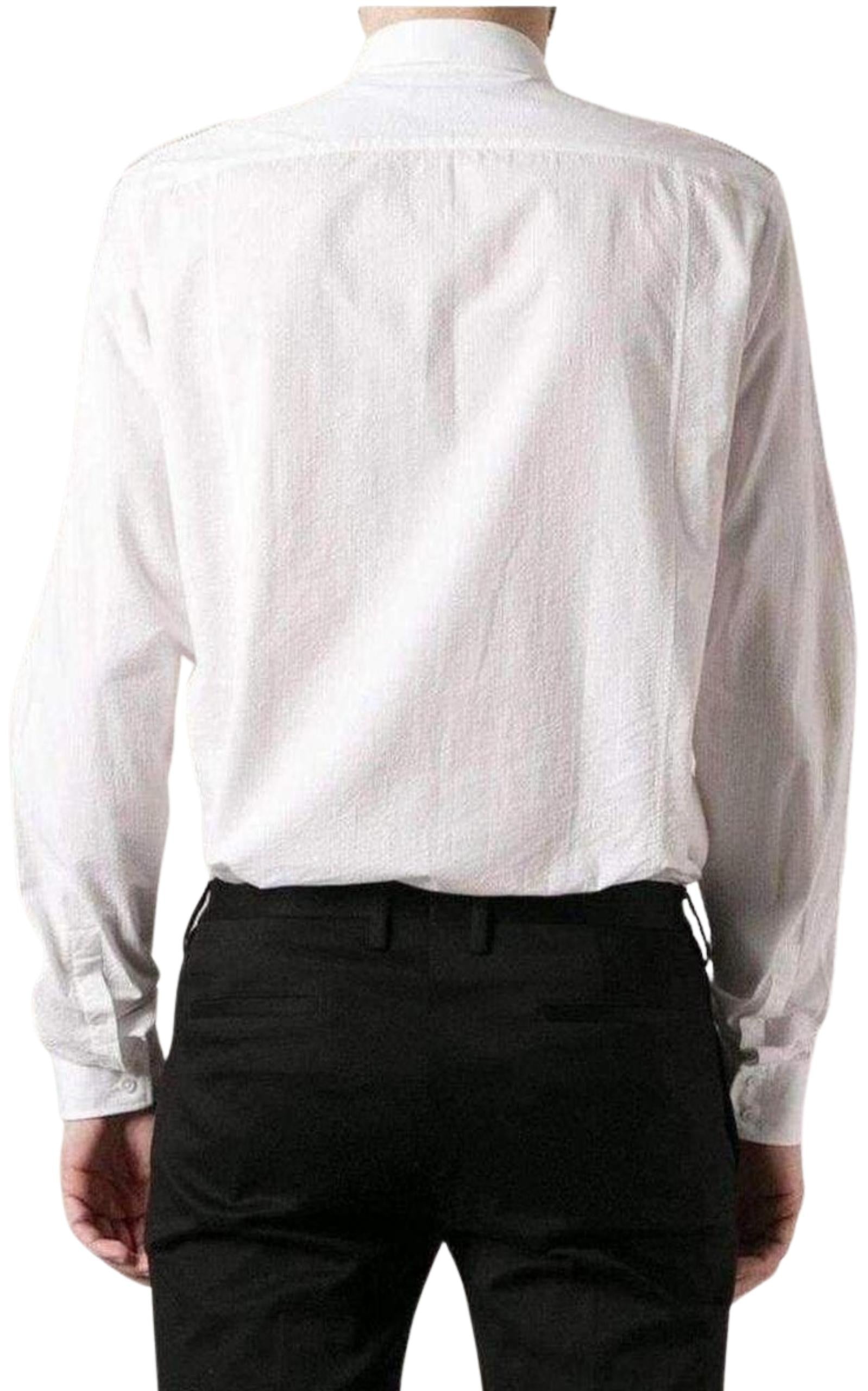 White Cotton Military Shirt - 4