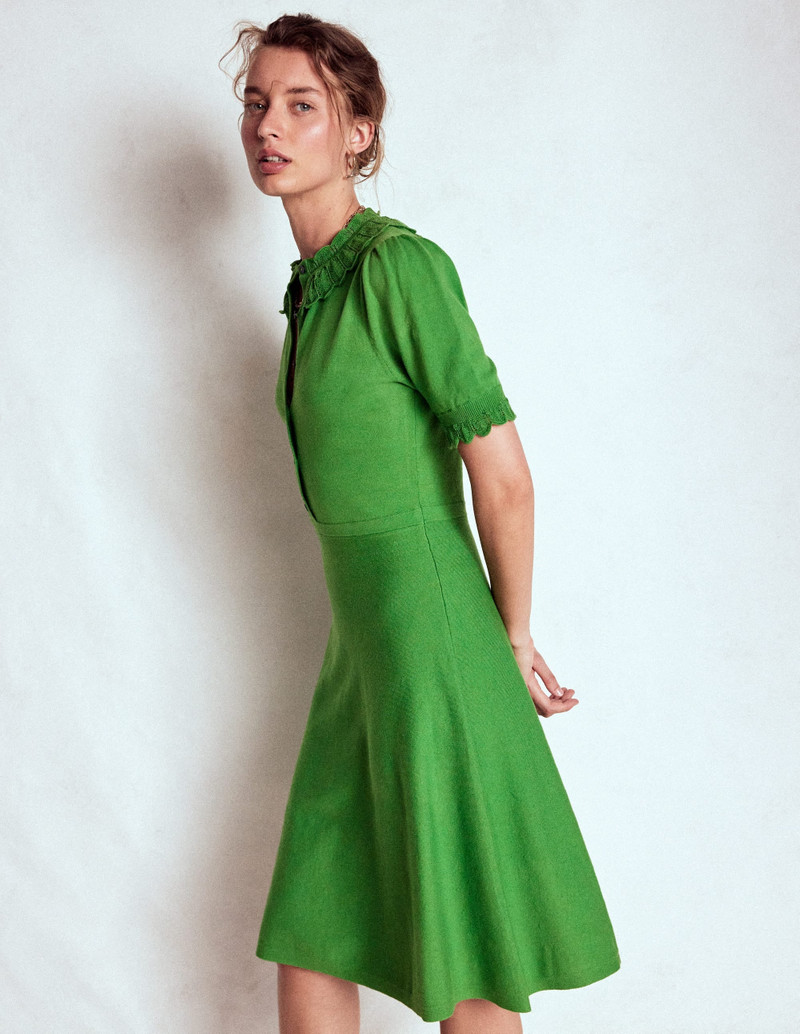 Melina Ruffle Knitted Dress-Paradise Green 6