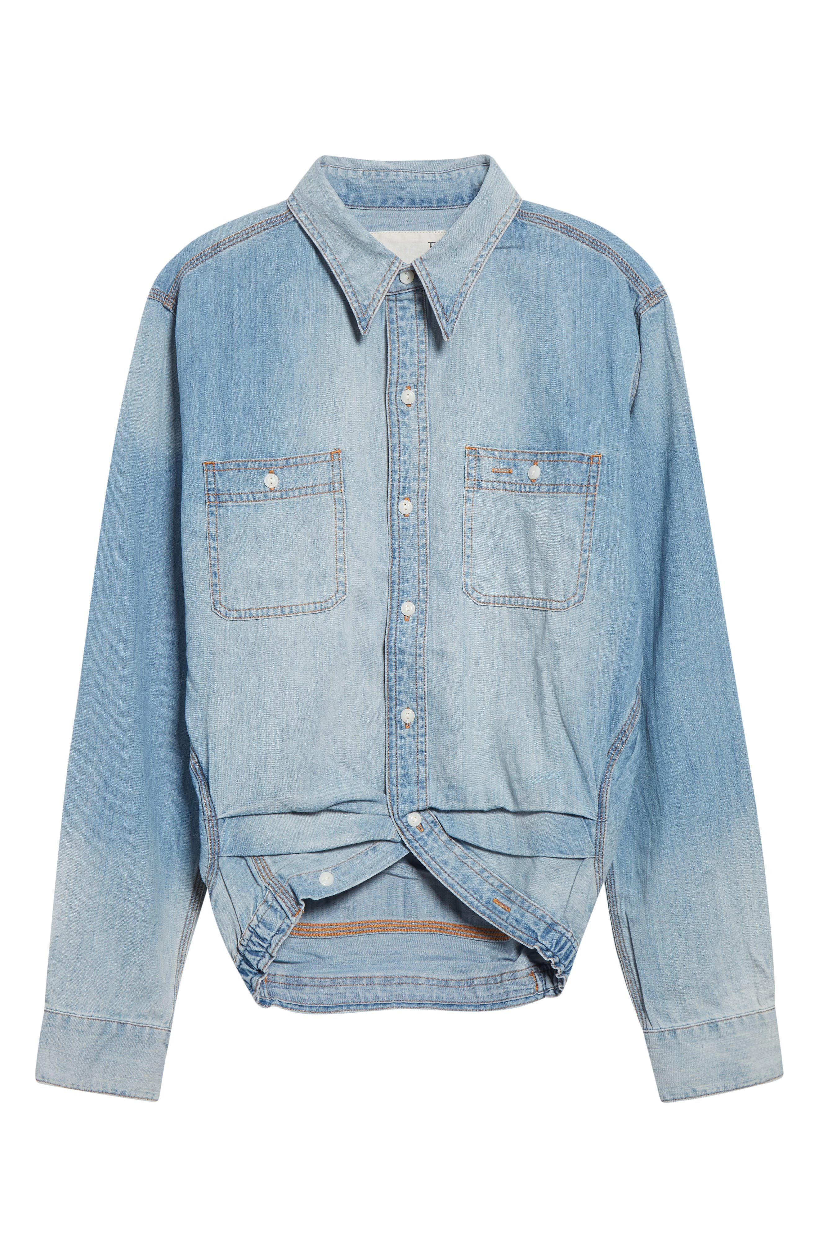 R13 Wrap Around Denim Work Shirt in River Blue at Nordstrom - 6