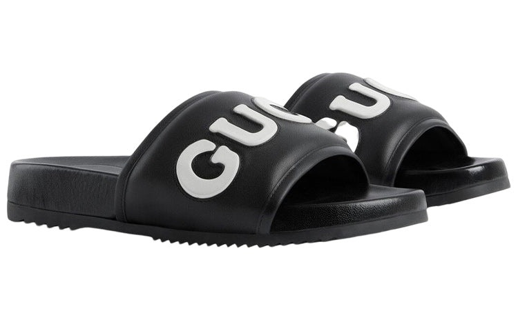 Gucci Sideline Rubber Logo Slide 'Black Leather' 742009-AABYM-1347 - 2