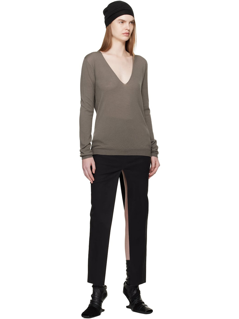 Rick Owens Gray Temple V Neck Pull Sweater outlook