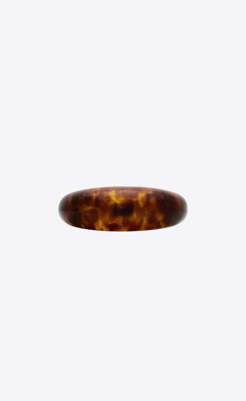 SAINT LAURENT tortoiseshell bumpy cuff in resin outlook
