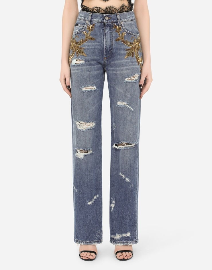 Flared jeans with French wire embellishment - 2