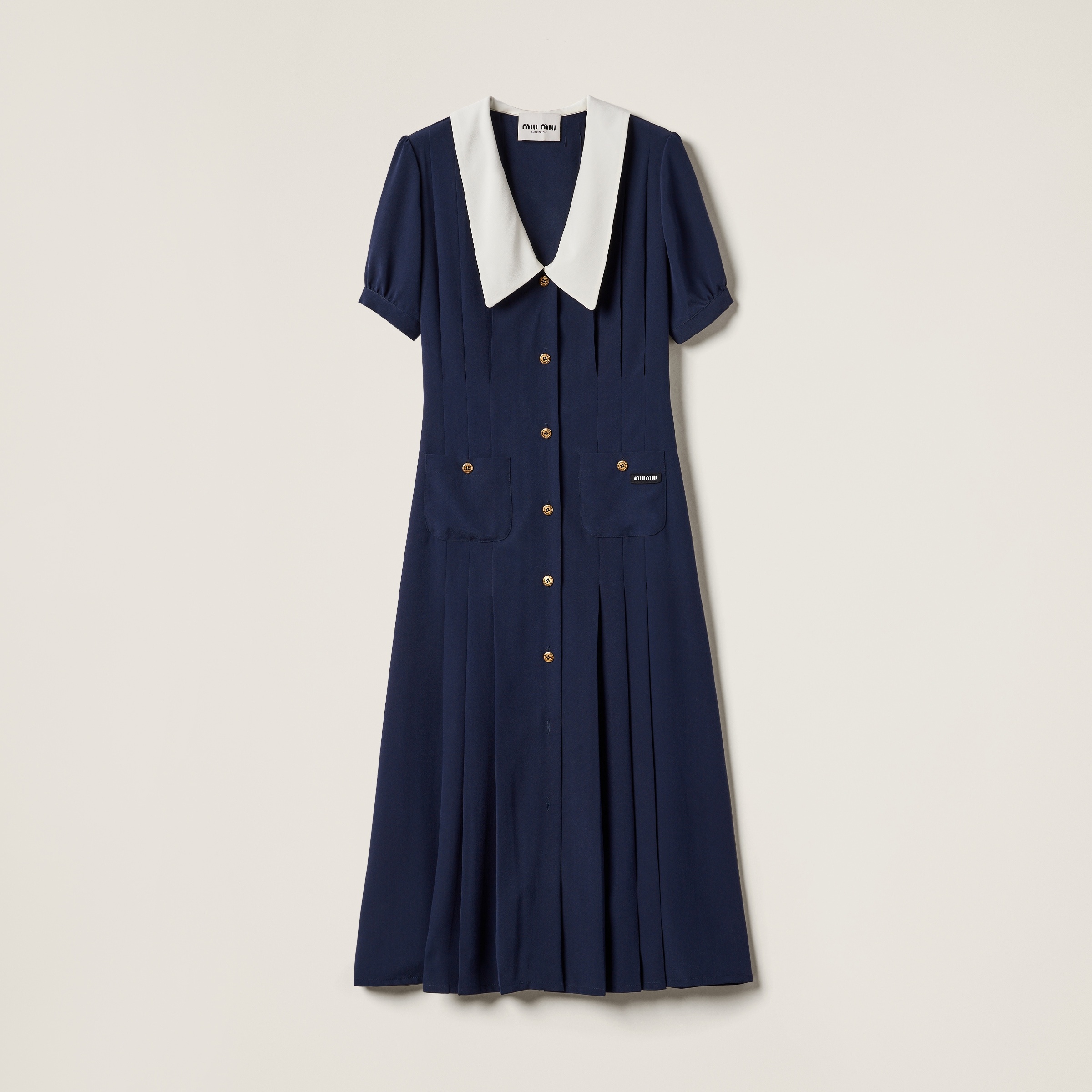 Pleated marocain midi-dress - 1