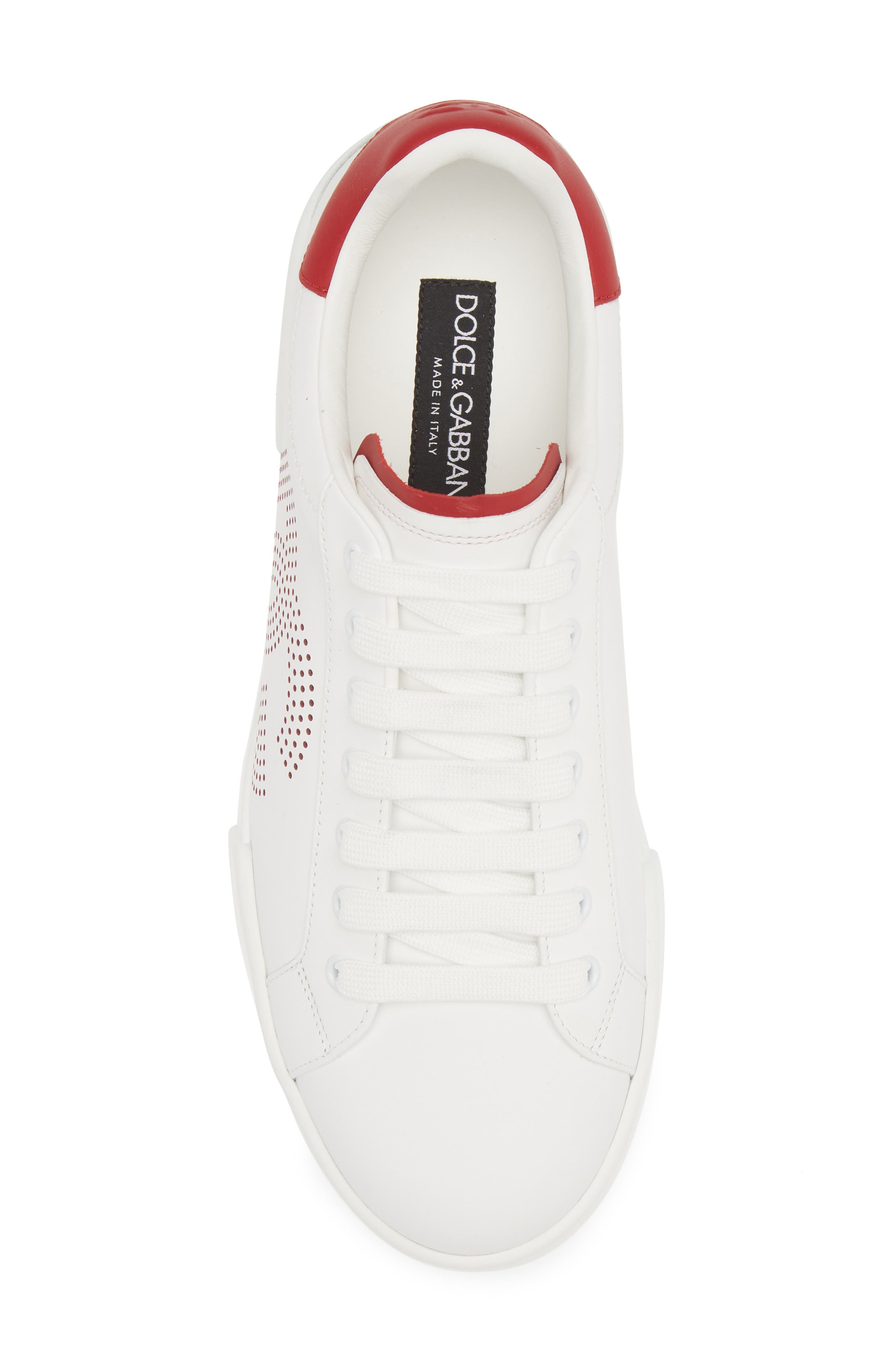 Dolce&Gabbana Portofino Leather Low Top Sneaker in Bianco/Rubino at Nordstrom - 5
