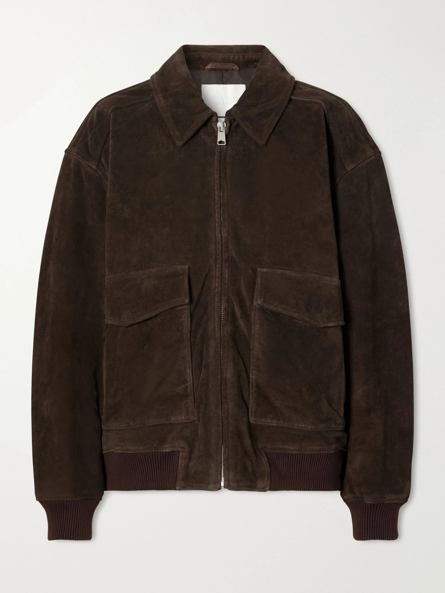 Vivienne rib-trimmed suede jacket Chocolate - 1