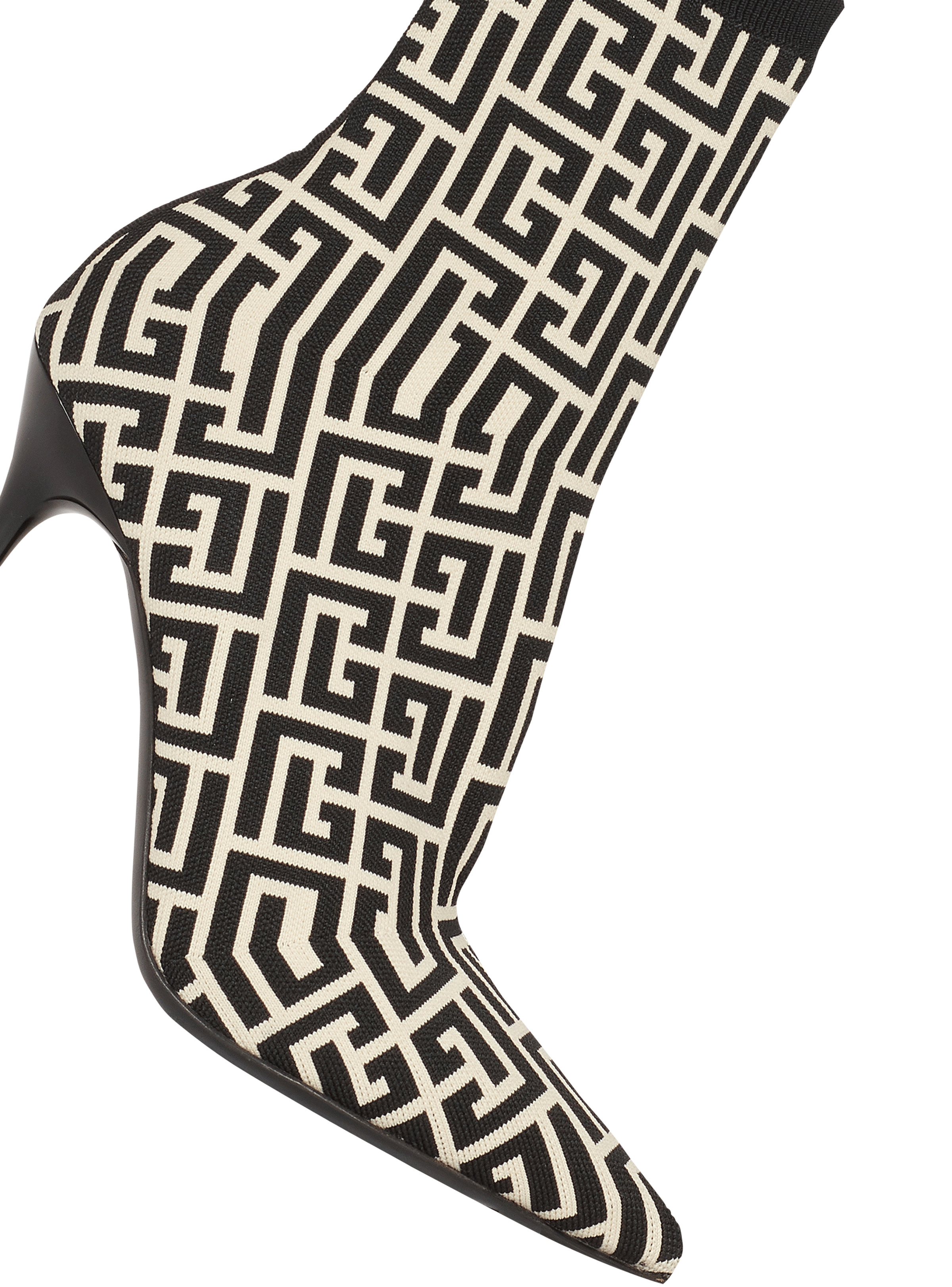 Bicolor stretch knit Skye ankle boots with Balmain monogram - 5