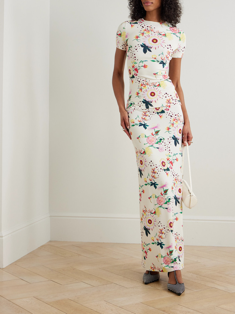 rabanne Floral-print Jersey Midi Skirt outlook