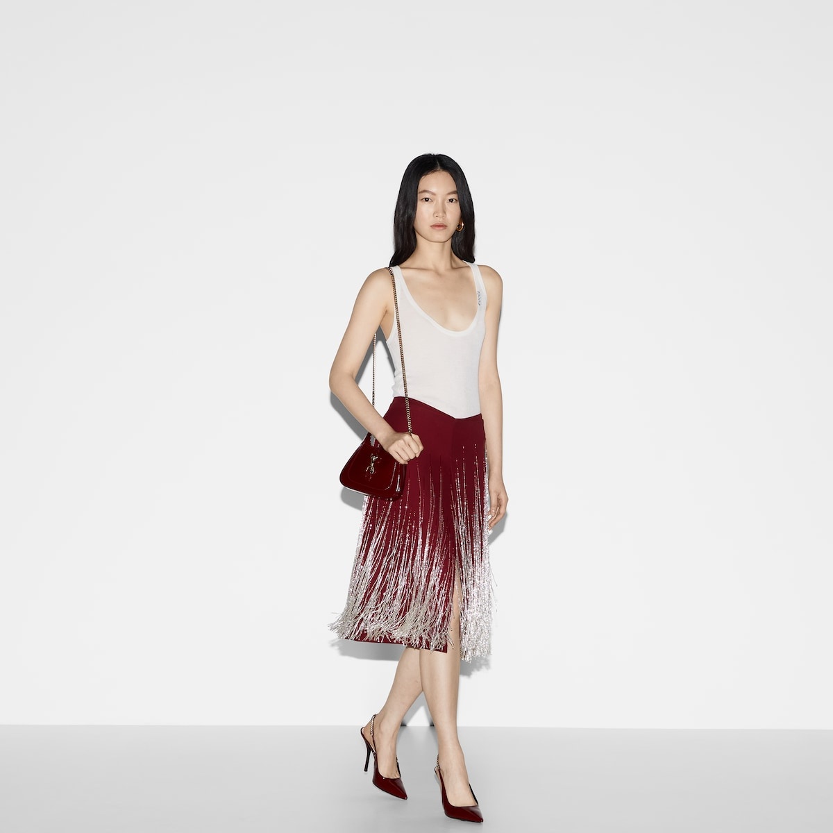 Crystal fringe embroidered skirt - 5
