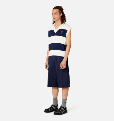 AMI Paris Ami de Coeur Sleeveless Sweater With Rugby Stripes outlook