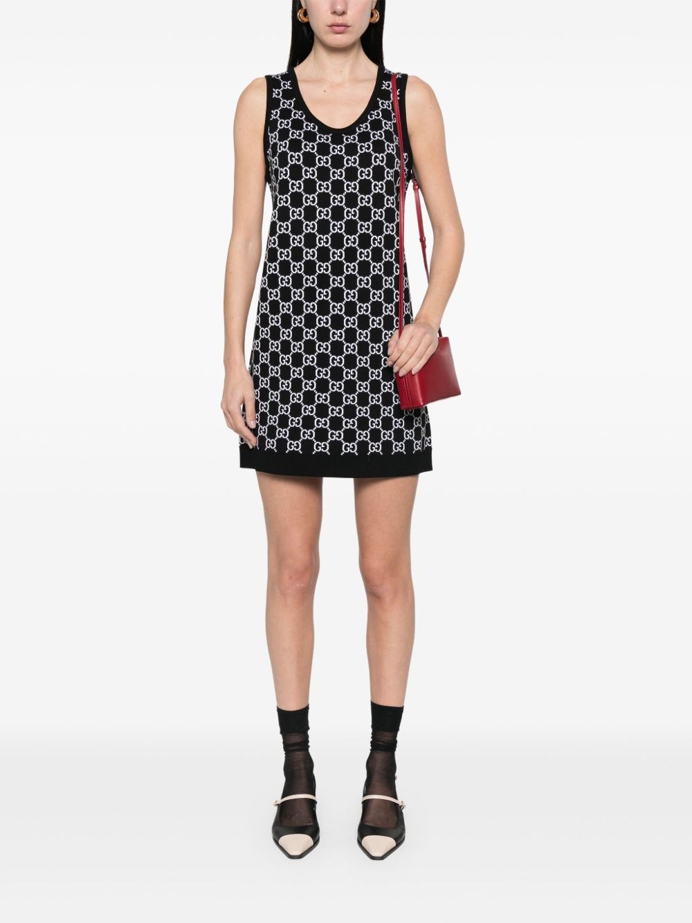 ワンピース GUCCI GG WOOL JACQUARD MINI DRESS GG wool bouclé jacquard dress in ivory and camel | GUCCI® US