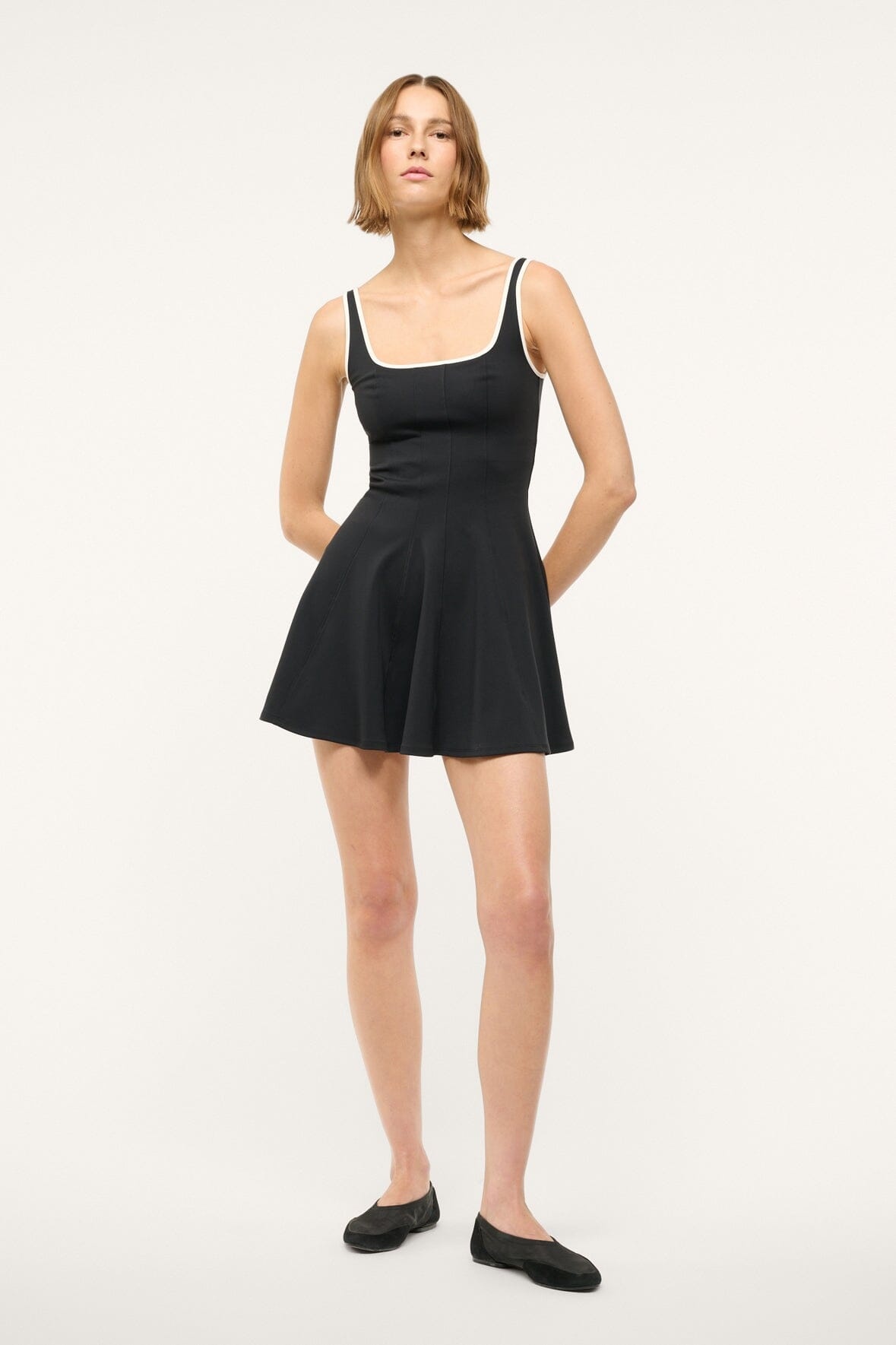 STAUD WELLS MINI SPORT DRESS BLACK IVORY - 2
