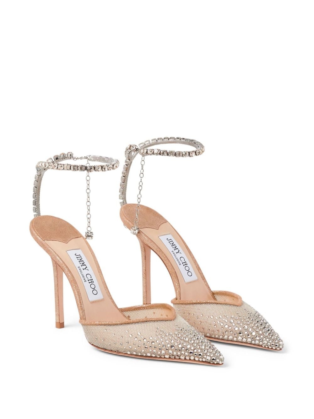 Saeda 100mm crystal-embellished pumps - 2