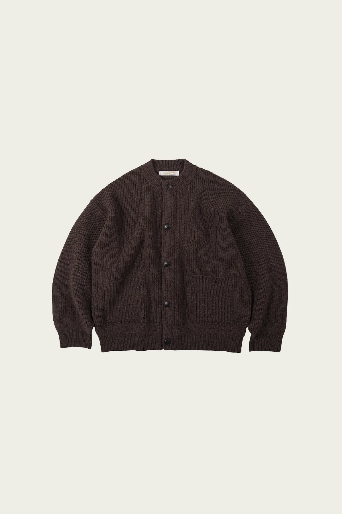 Heavy Wool Round Cardigan - Choco Brown - 1