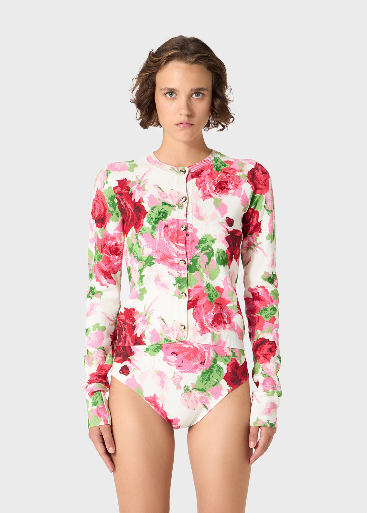 PEONY-PRINTED VISCOSE CARDIGAN - 3