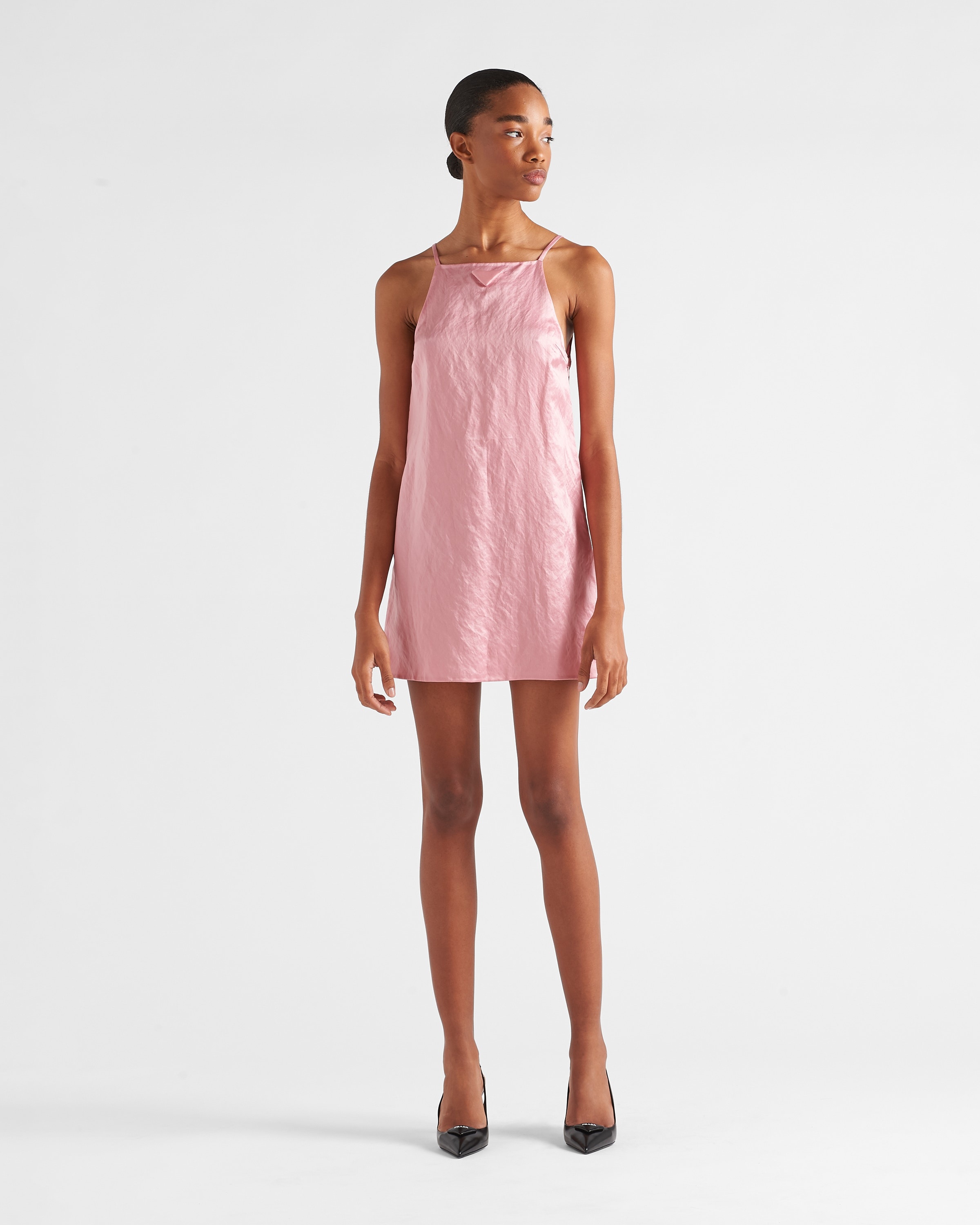 【関税&送料込】Prada Pink Satin Dress Double satin silk minidress in pink - Prada | Mytheresa