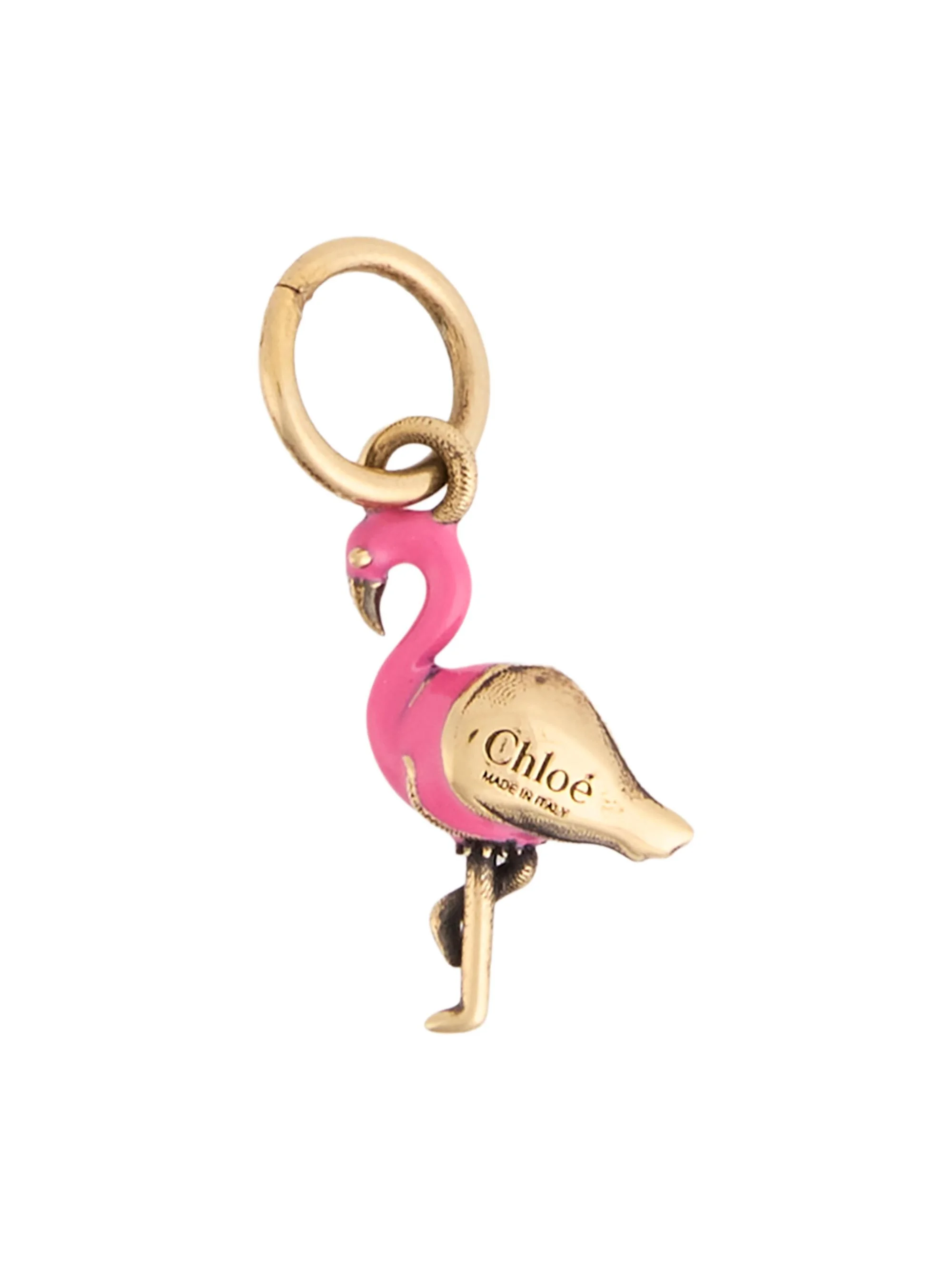Women's Enamel Flamingo Bag Charm - Gold Color - 1