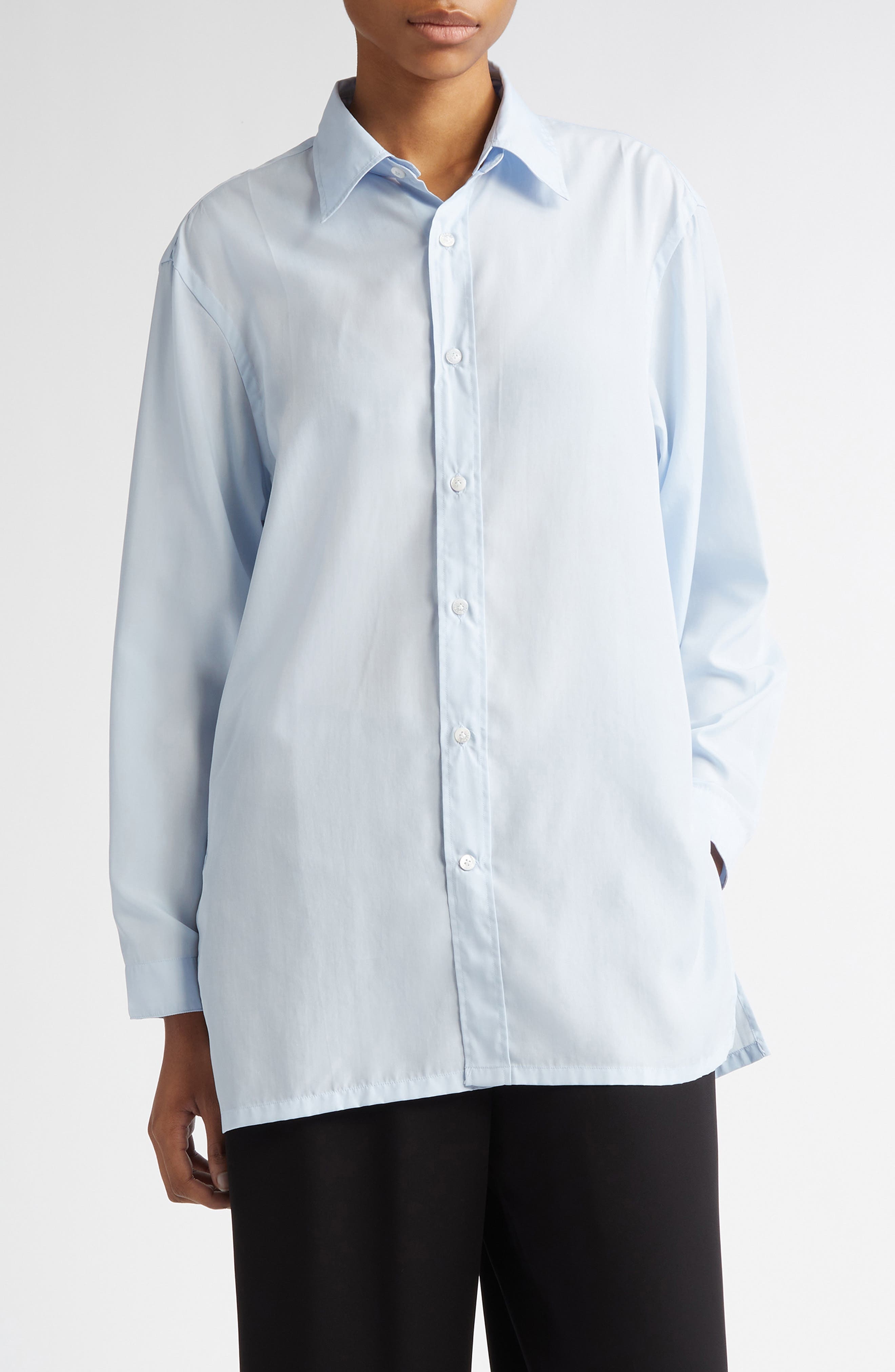 SETCHU Origami Side Slit Button-Up Shirt in Light Blue at Nordstrom - 1