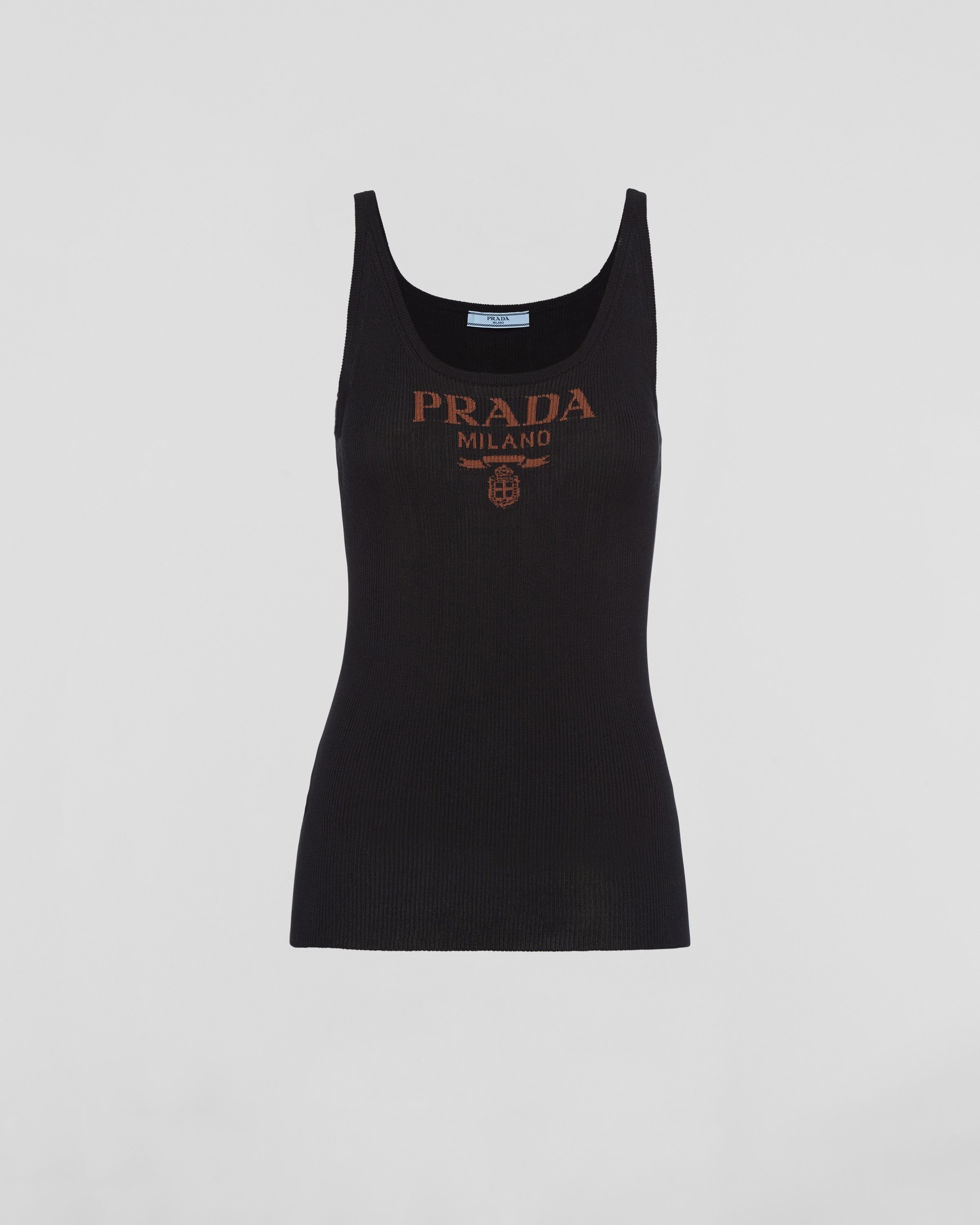 Prada Intarsia-knit Silk Top in Black for Men
