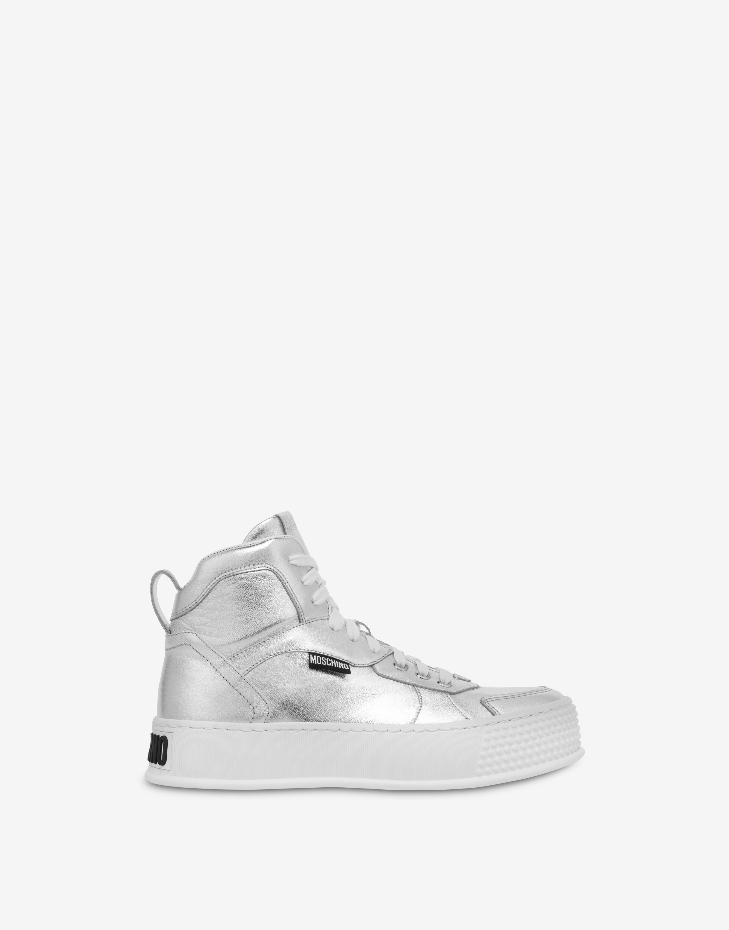 BUMPS & STRIPES LAMINATED NAPPA LEATHER HIGH-TOP SNEAKERS - 2