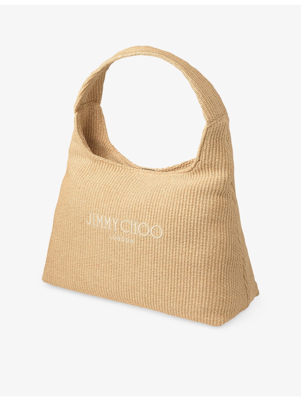 Beach Diamond Logo-Embroidered Hobo Raffia Bag - 5