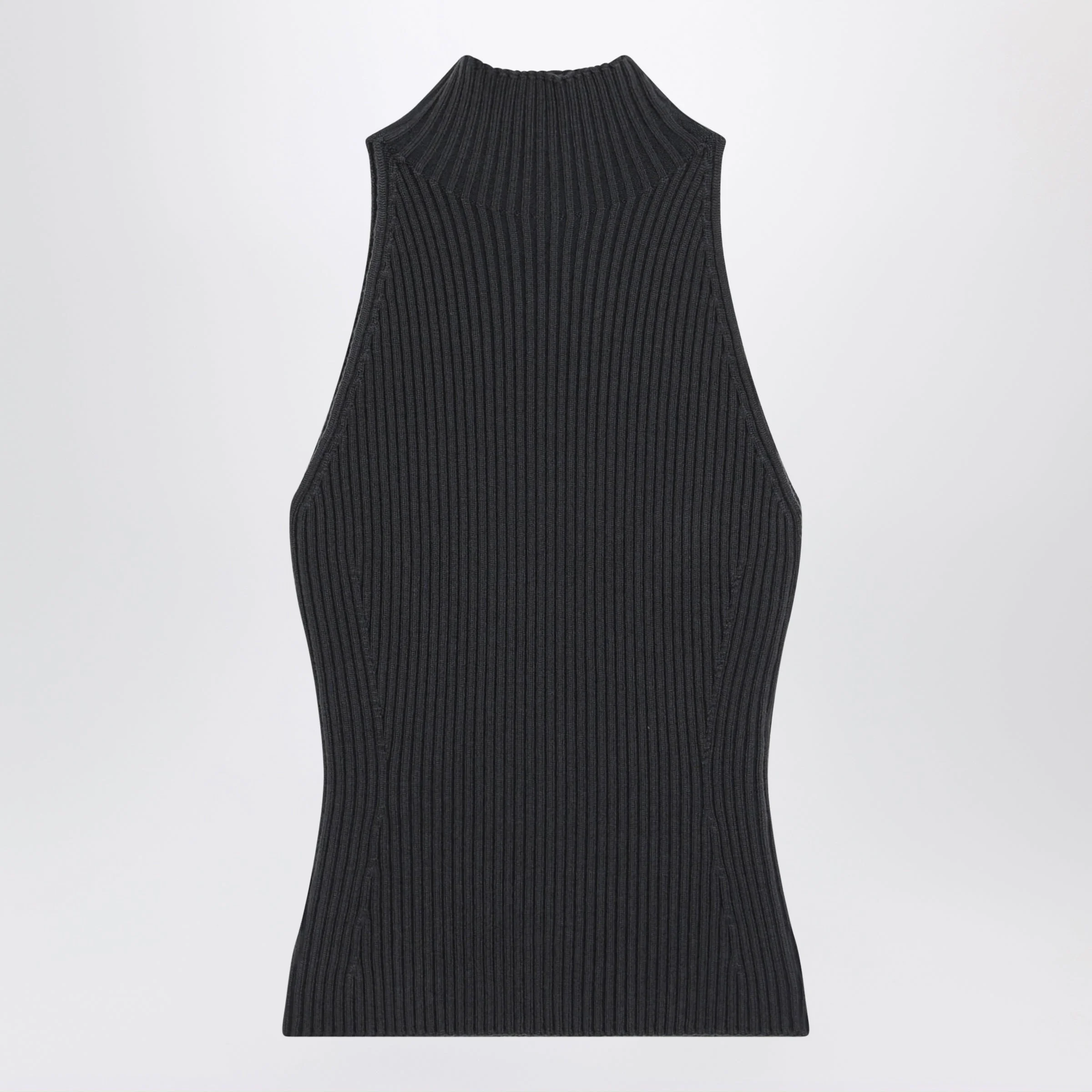Alaia Grey Blue Ribbed Top In Wool Blend Women - 1