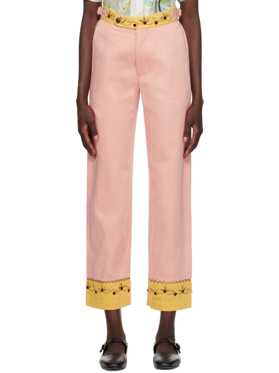 Pink Jeweled Ivy Trousers - 1
