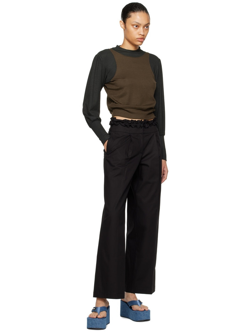 Kijun Black Frill Tuck Trousers outlook