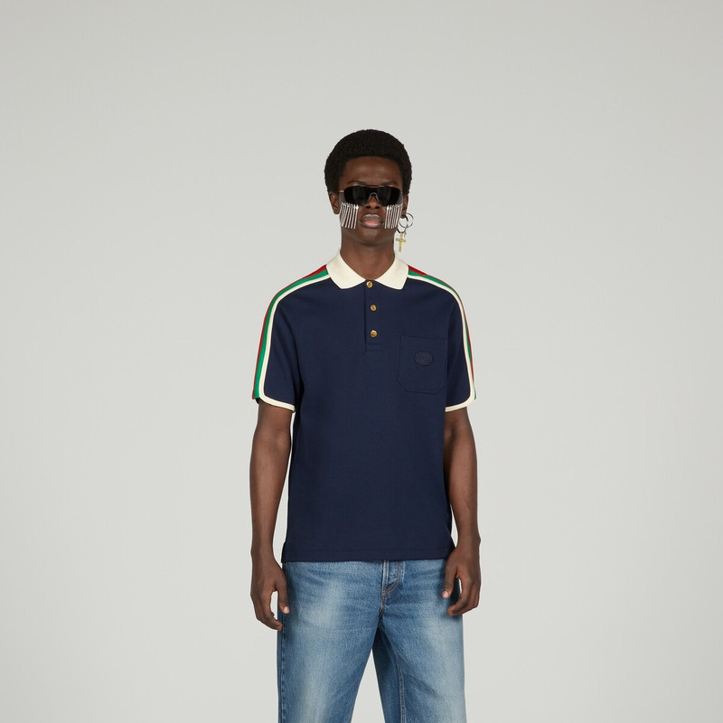 Cotton jersey polo shirt with Web 5