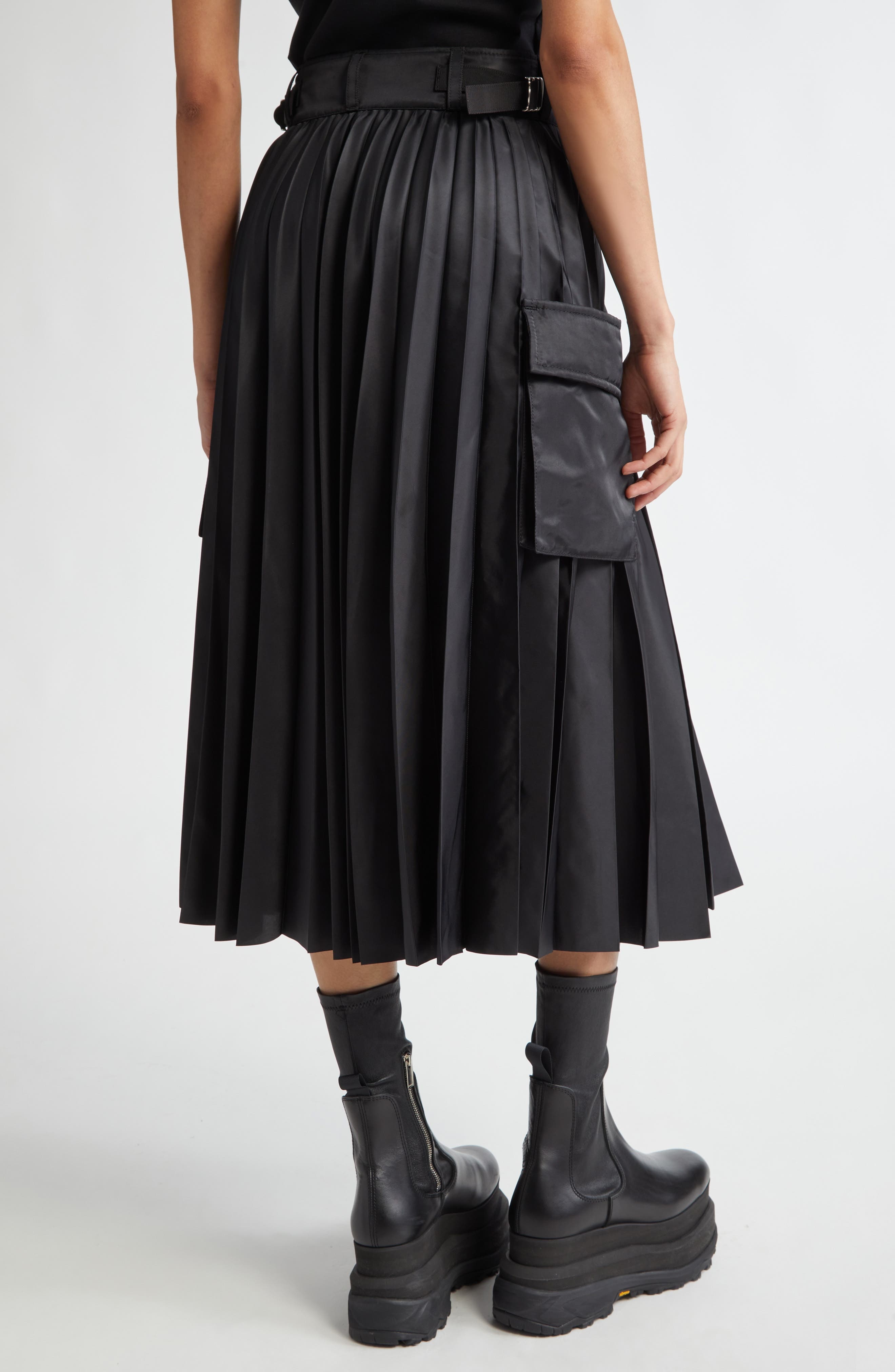 Pleated Cargo Midi Skirt - 2