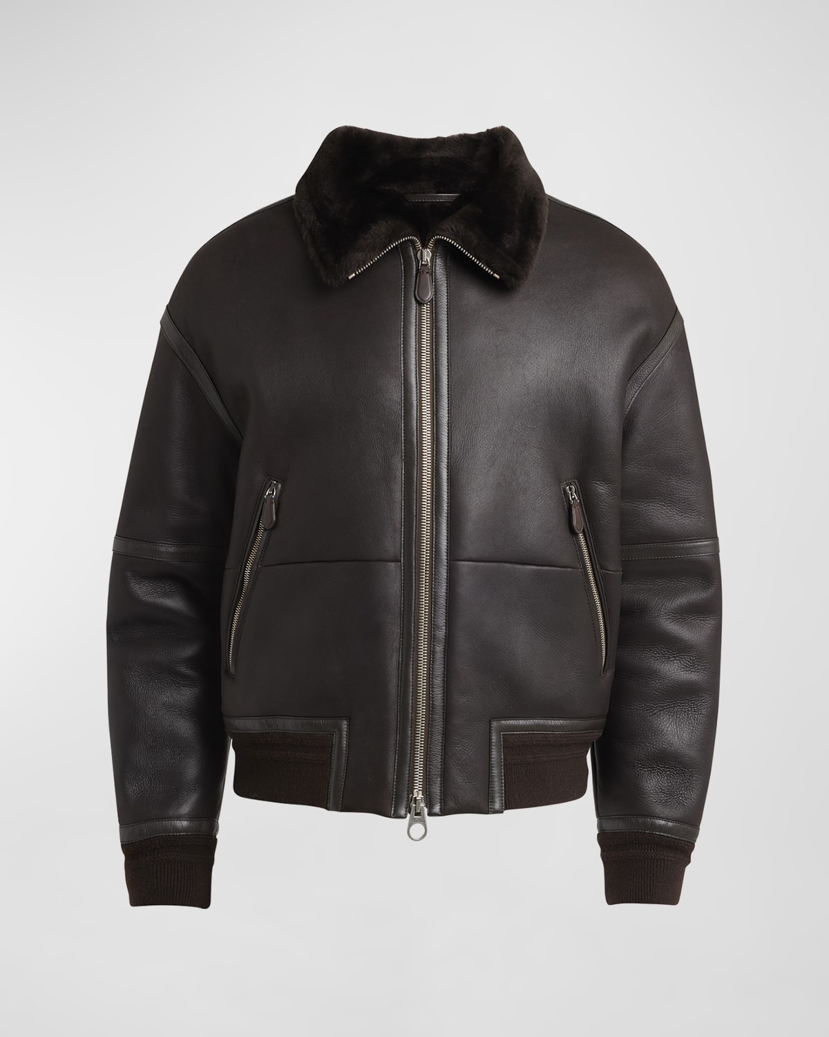 Men's Peter Leather Shearling Bomber Jacket - 1