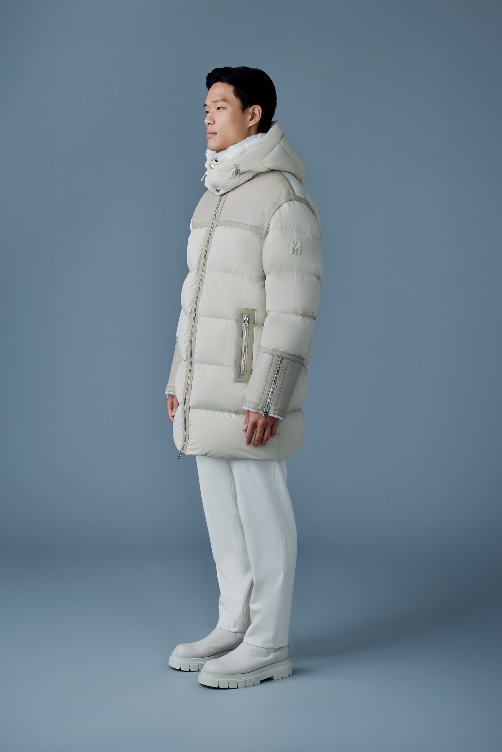 NICHOLAS Mixed-media shearling down parka - 4