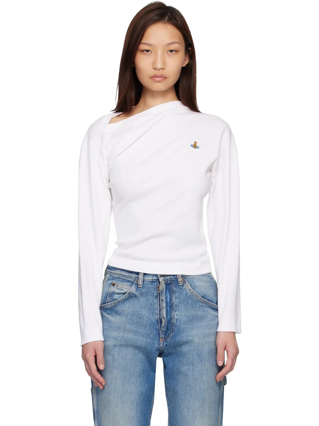 White Long Sleeve Hebo Top - 1