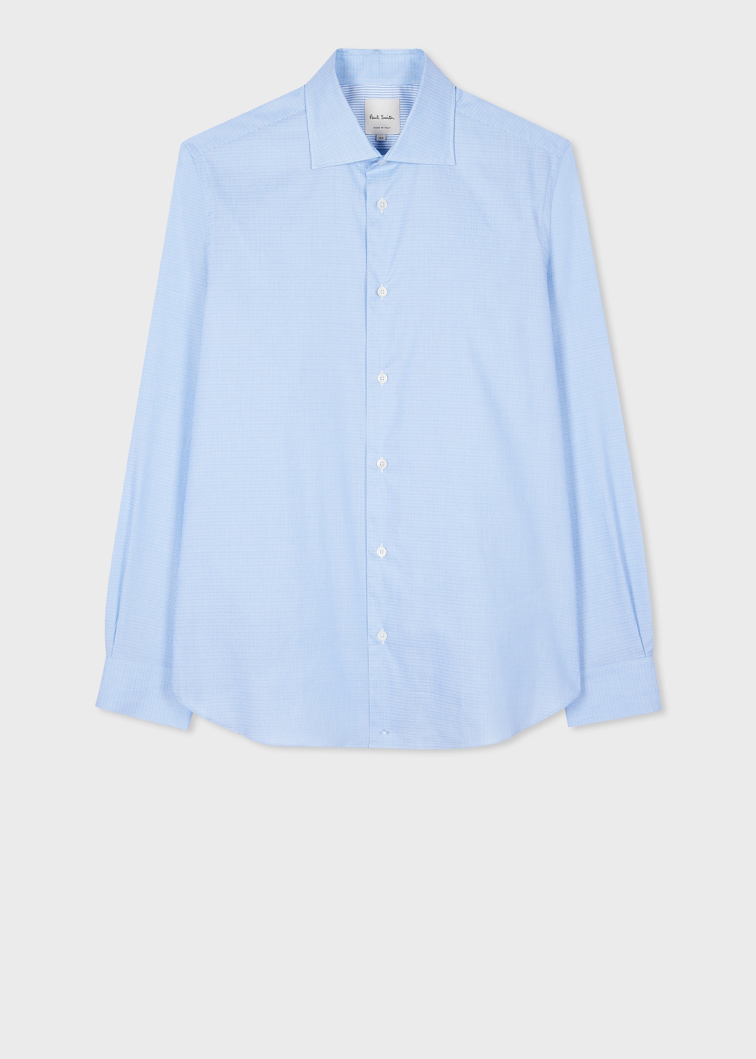 Tailored-Fit Light Blue Textured-Stripe Easy Care Shirt - 1