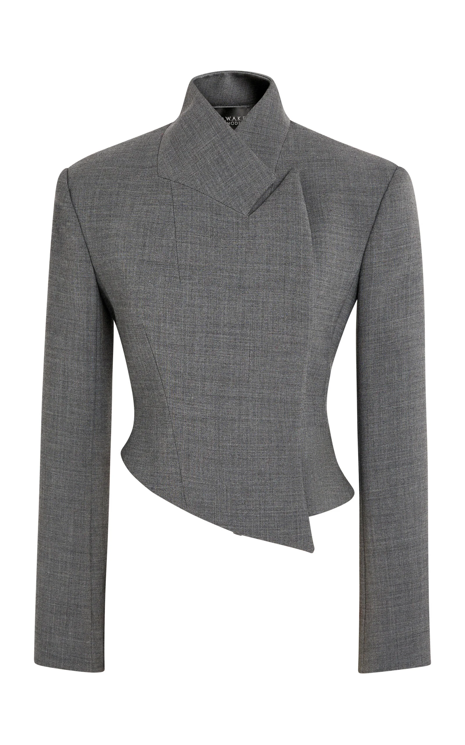 Wool-Blend Cropped Double-Breasted Jacket grey - 1