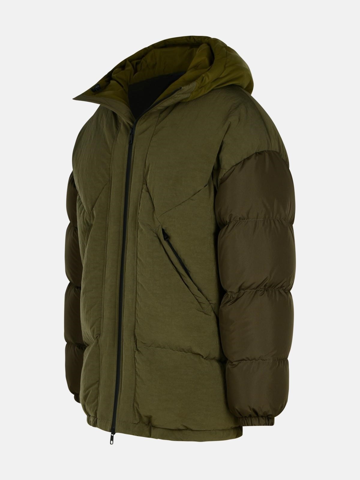GREEN COTTON BLEND DOWN JACKET - 2