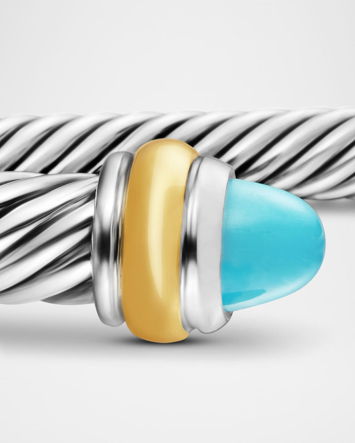 Cable Bracelet with Gemstone in Silver with 18K Gold, 4mm - 5