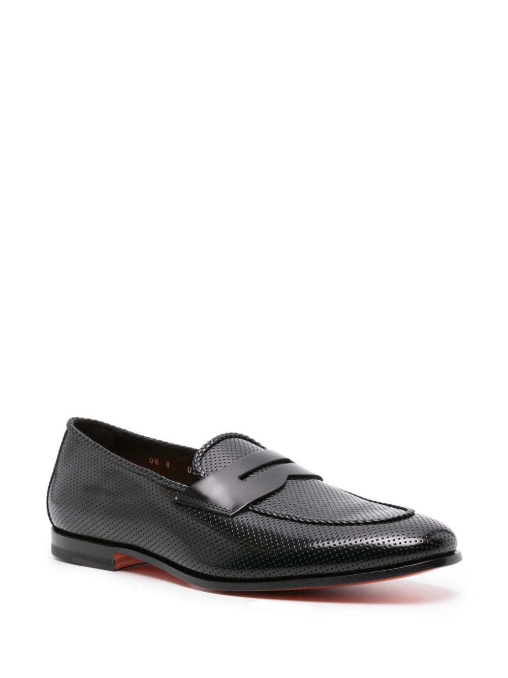 perforated leather penny loafers - 2