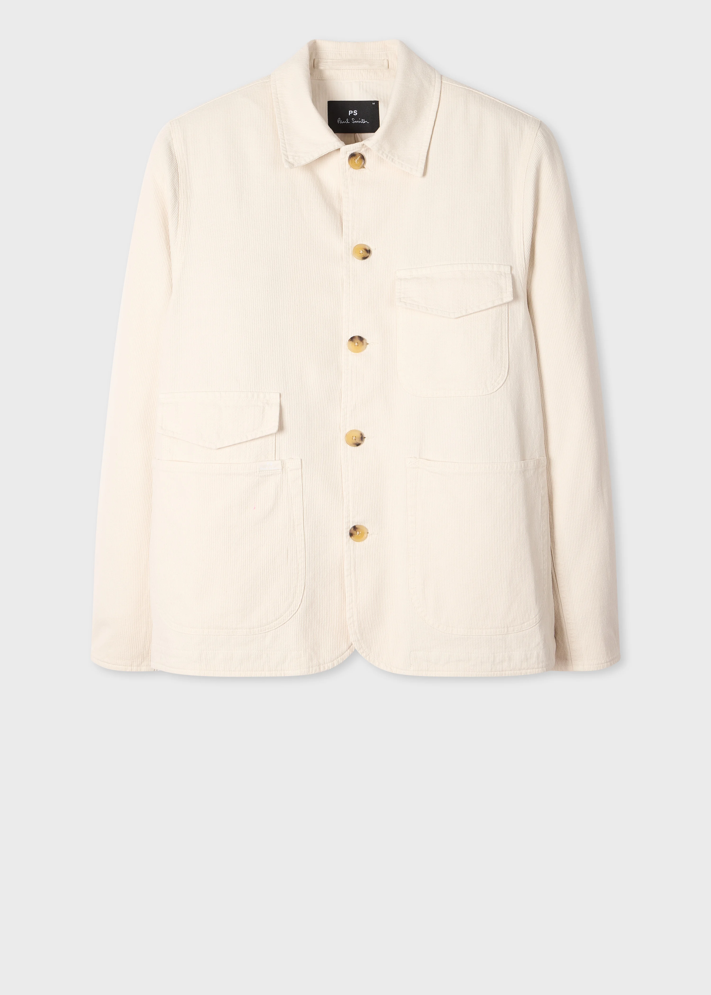 Ecru Bedford-Weave Cotton-Linen Chore Jacket - 1