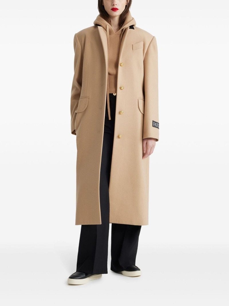 PATOU logo-patch belted coat outlook
