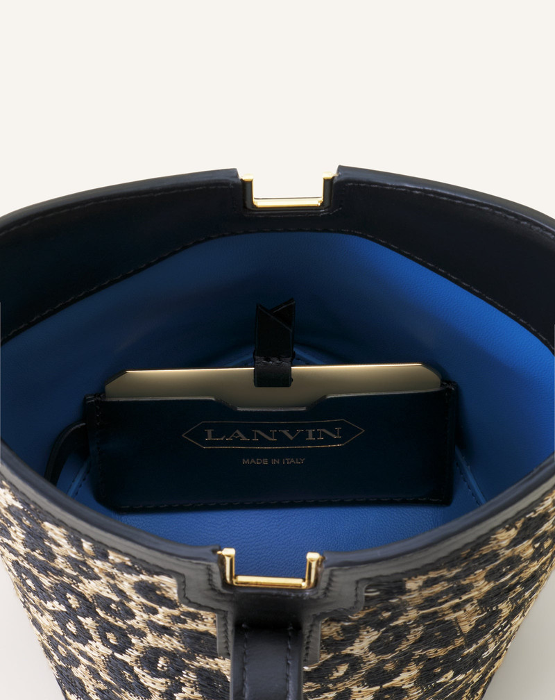 BEIGE CATCH BY LANVIN SMALL RAFFIA BUCKET BAG 8