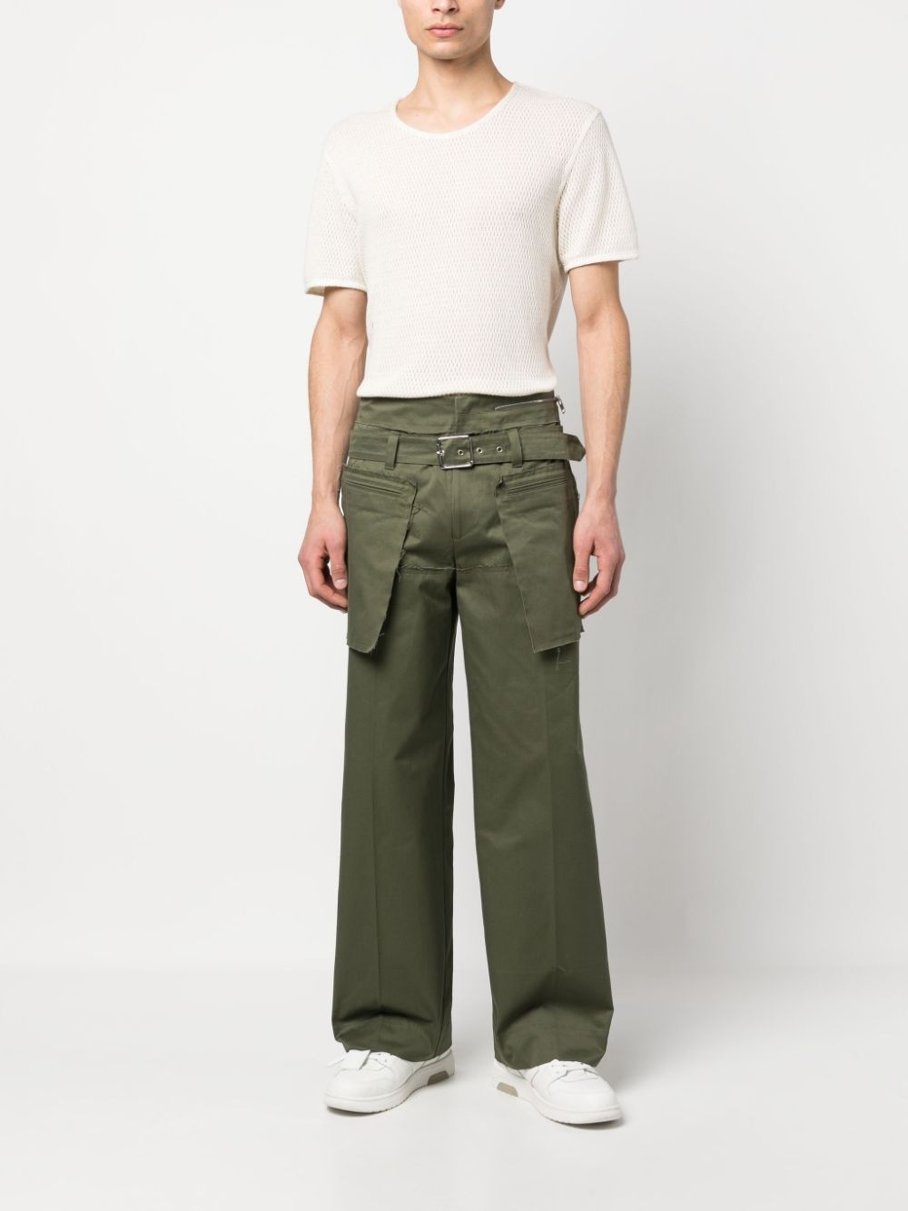 paperbag waist wide-leg trousers - 2