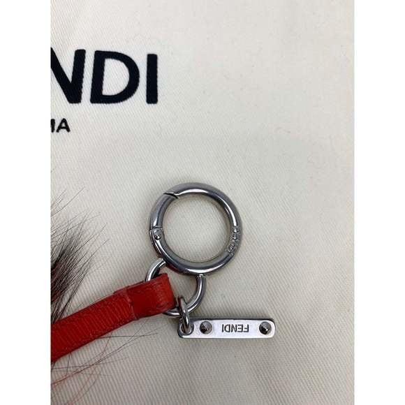 Fendi Red Fur Bag Bugs Leather Key Chain / Bag Charm - 3