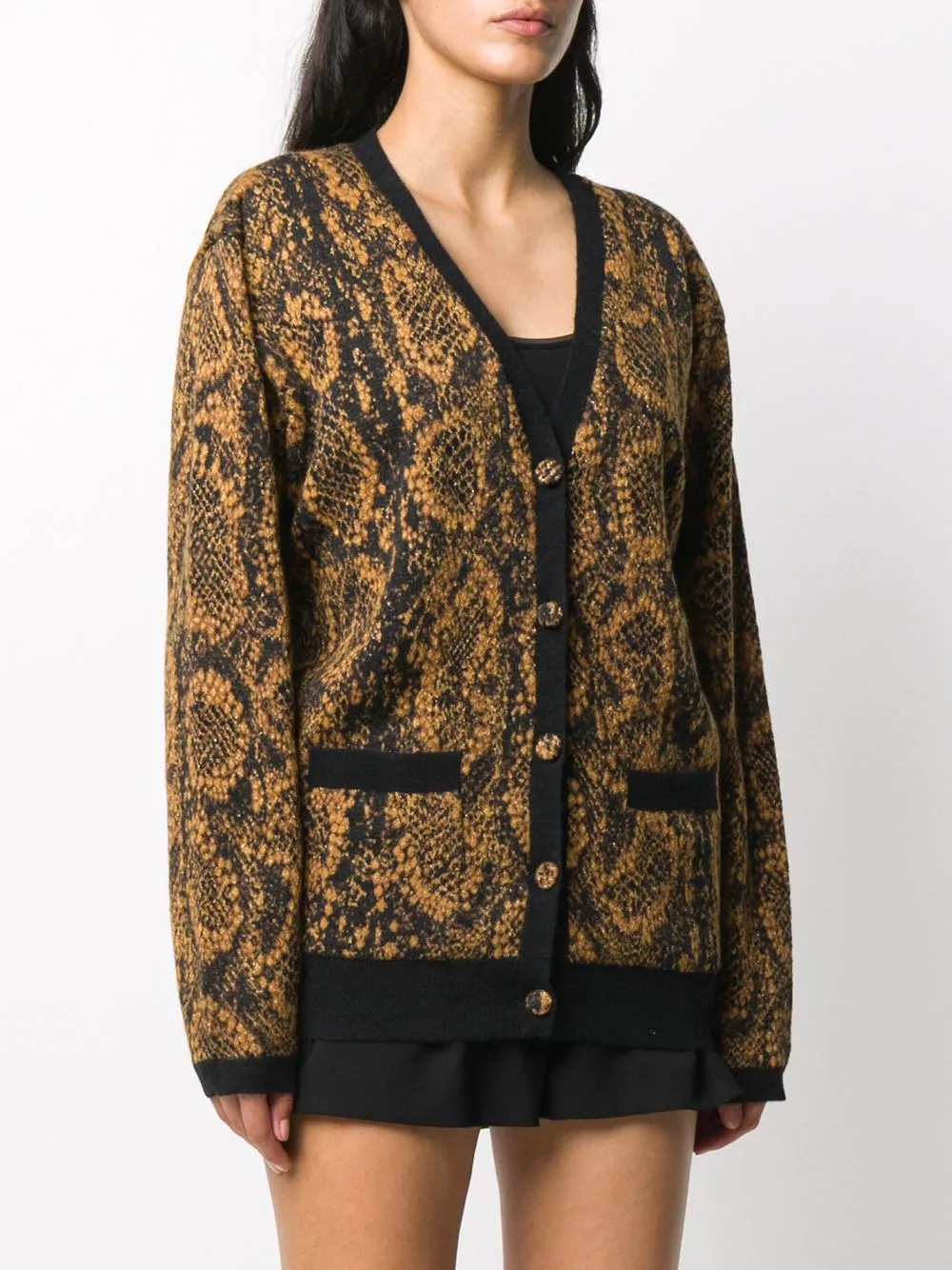 snake print cardigan - 3