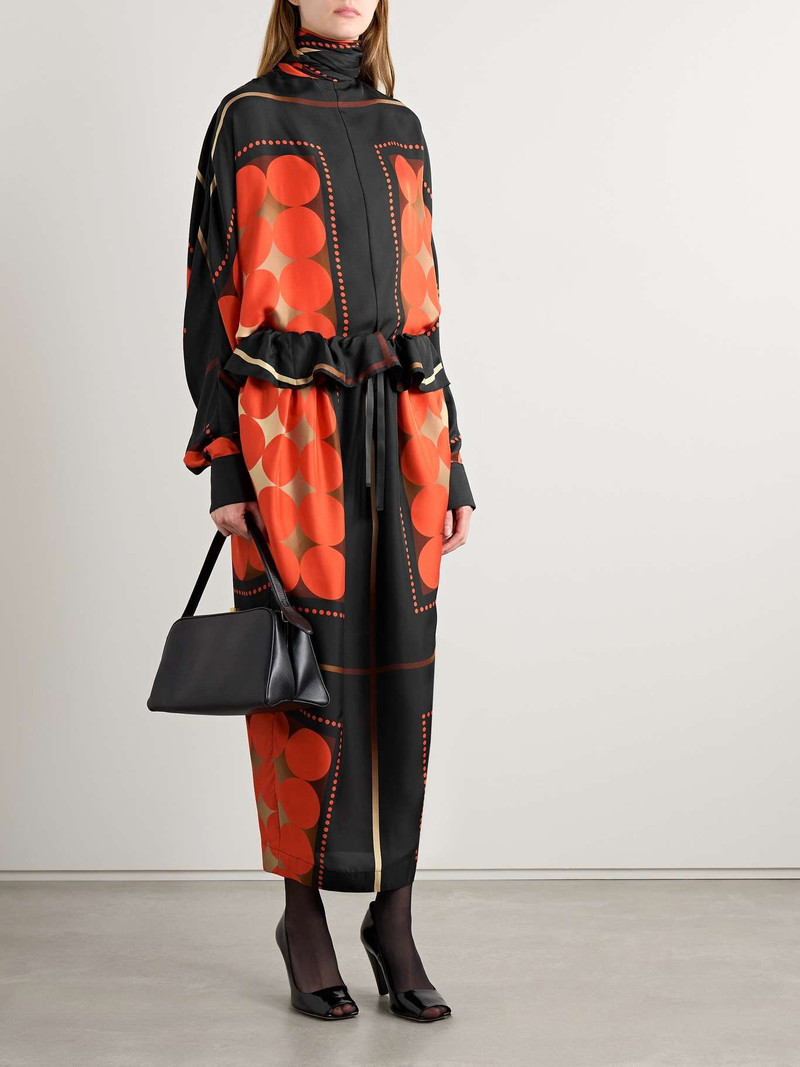 KHAITE Bex tie-neck printed silk-twill blouse outlook