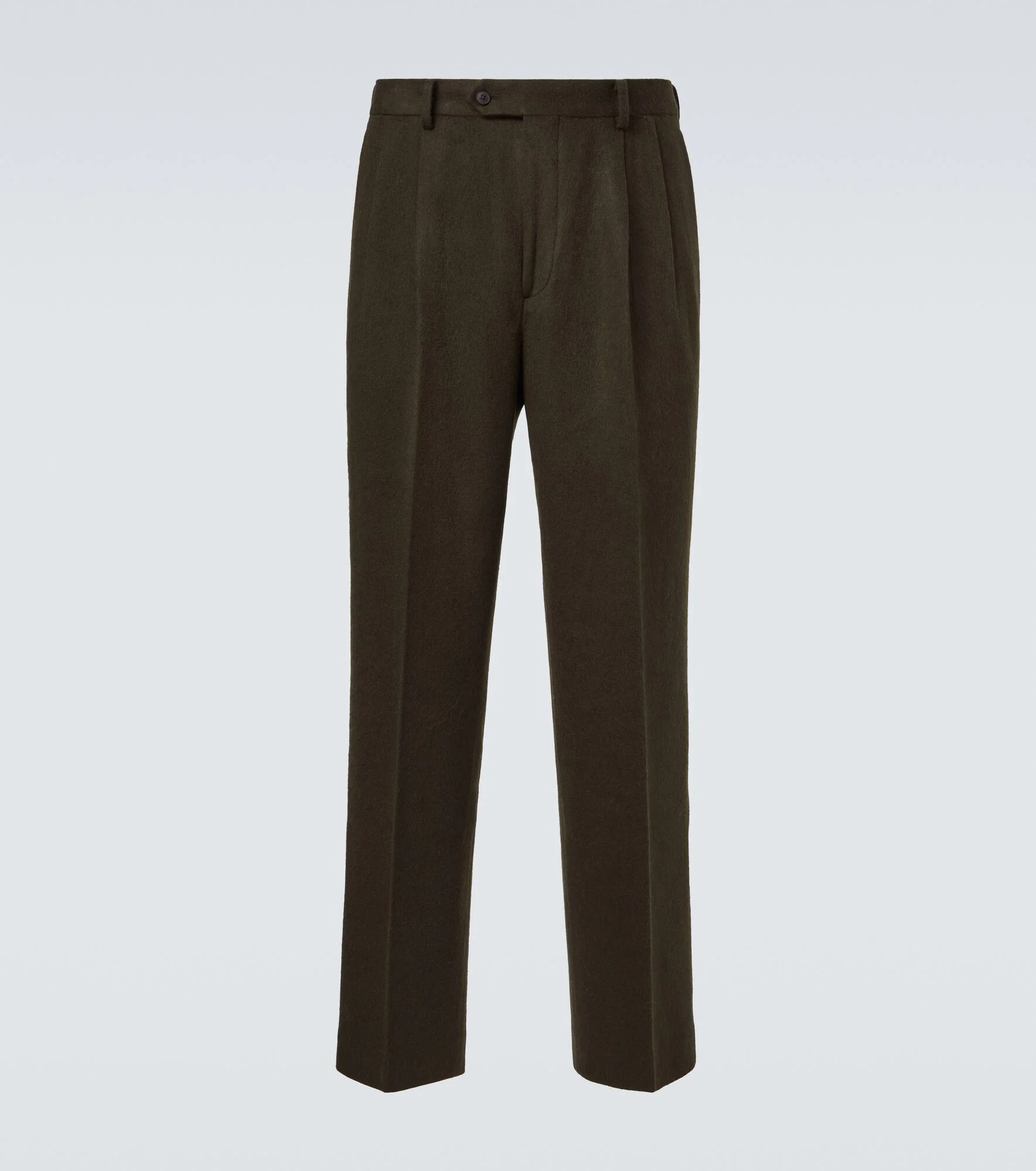Camel hair flannel straight pants - 1