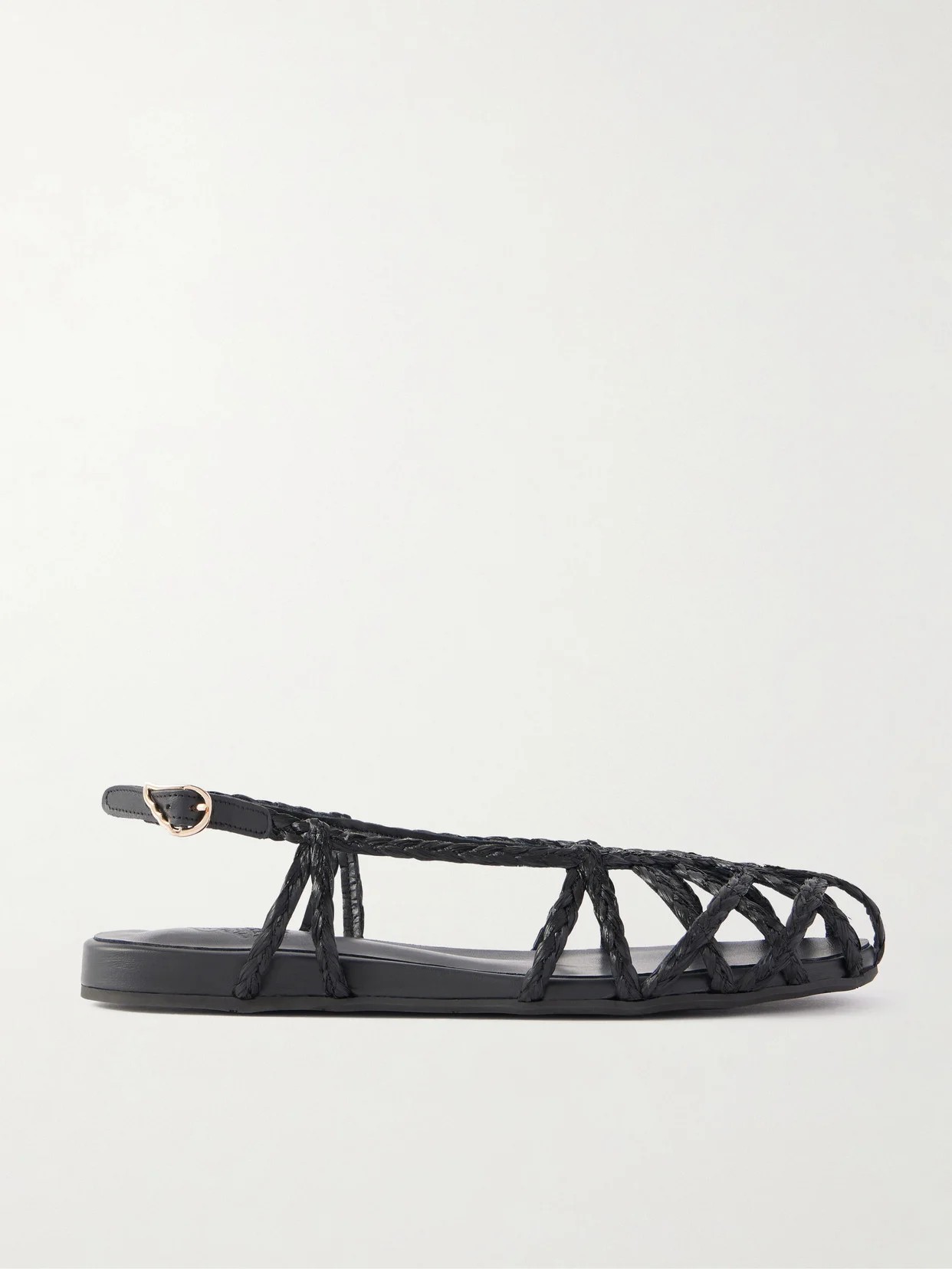 Kardia Leather-trimmed Raffia Sandals - 1