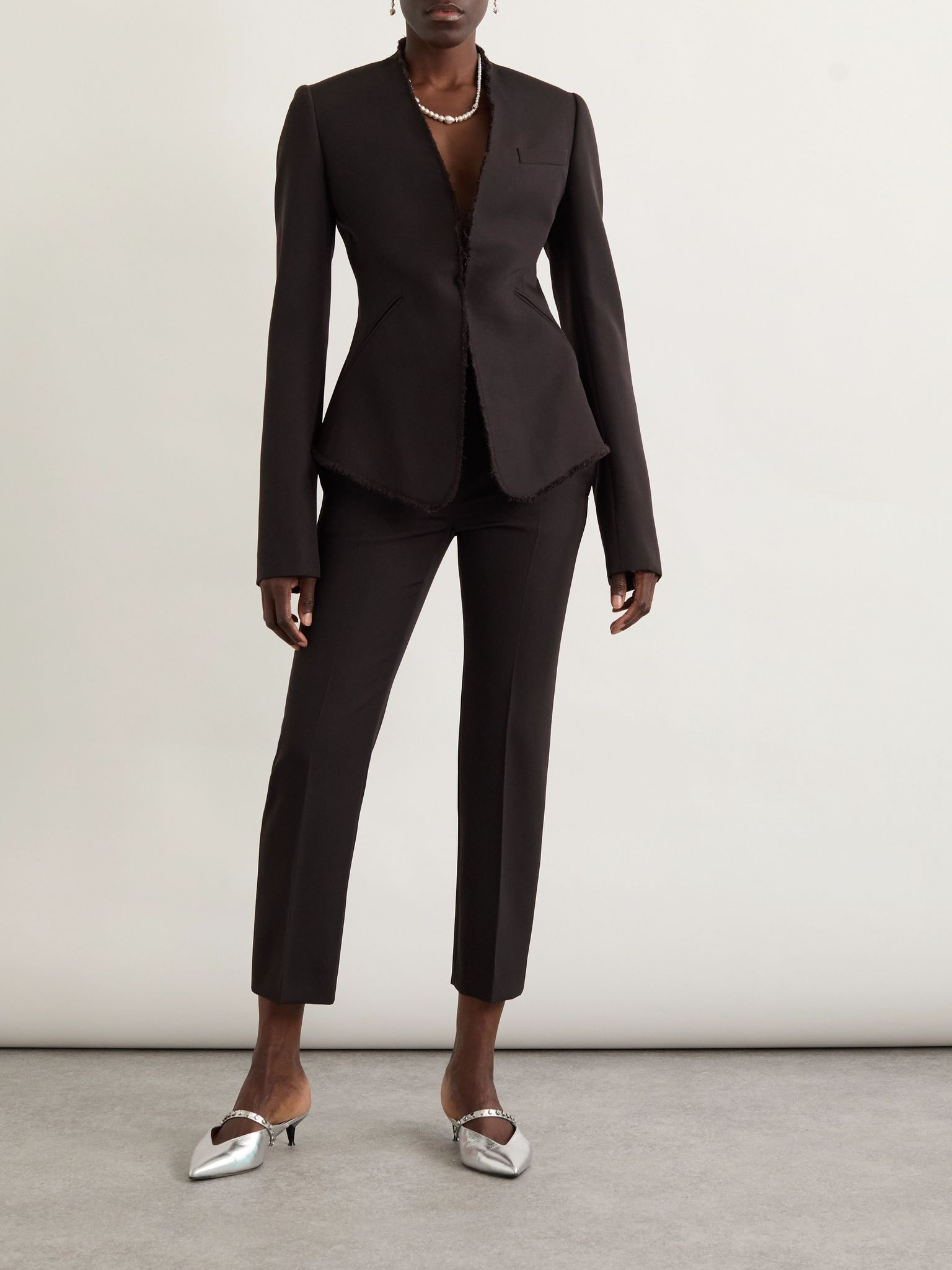 Wool tapered pants Dark brown - 2