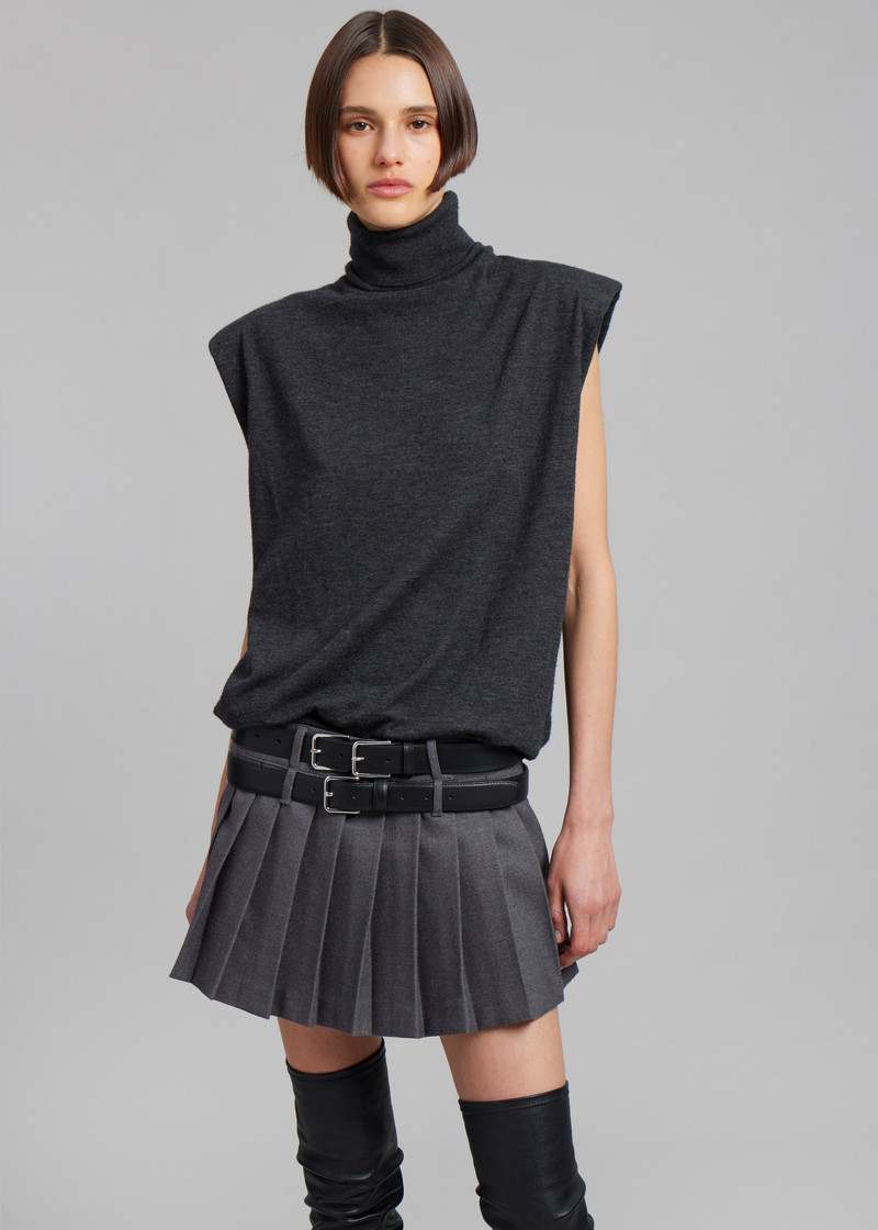 Willow Double Buckle Leather Belt - Black 4