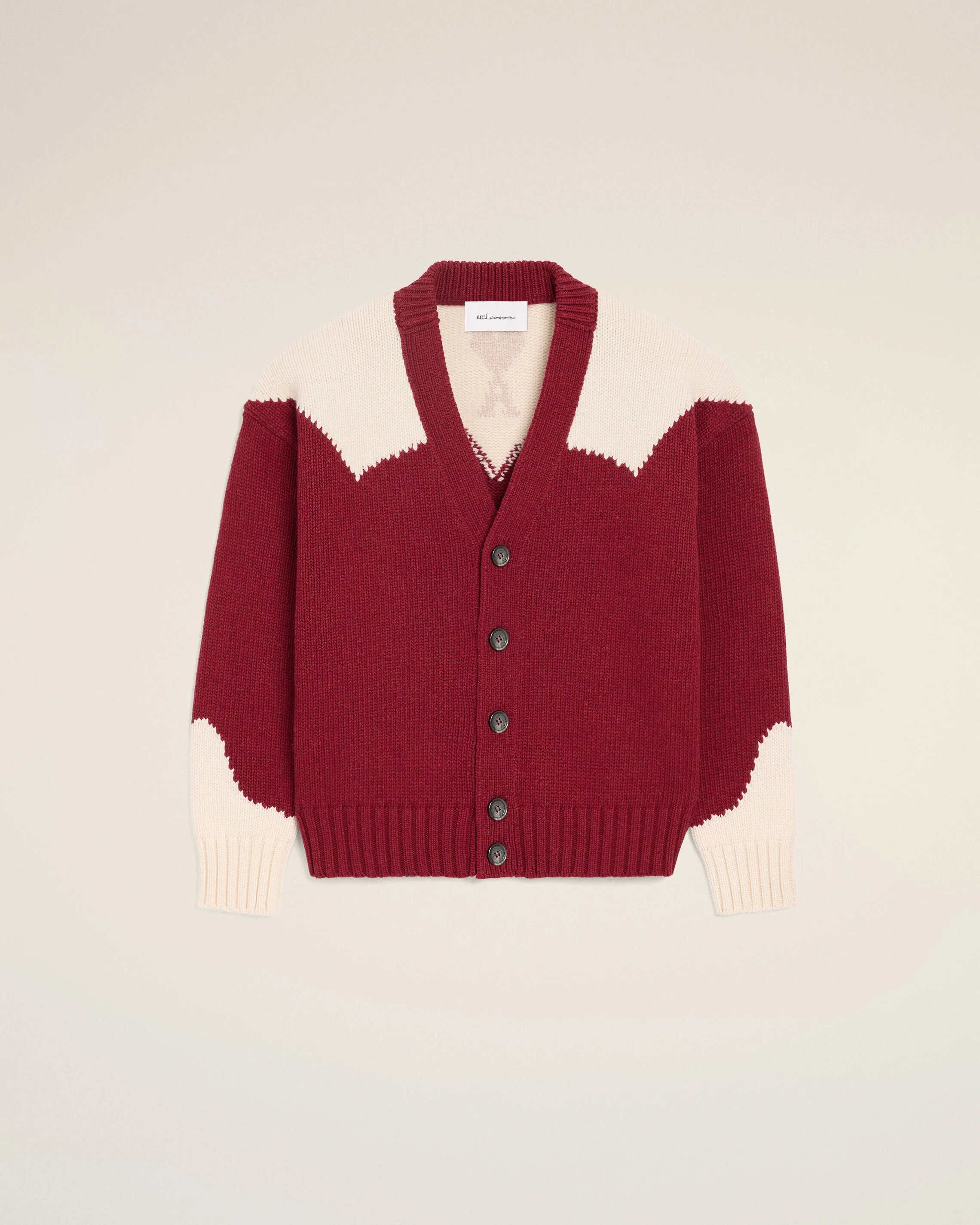 RED WOOL AMI DE COEUR CARDIGAN - 1